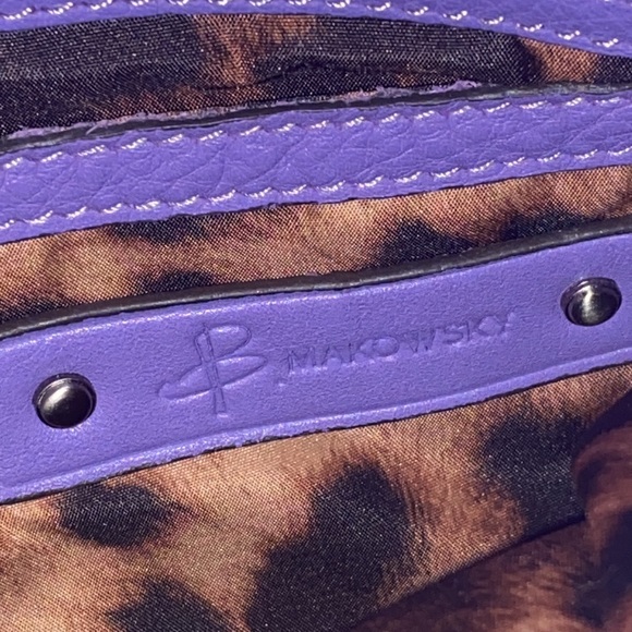 b. Makowsky Purple Slim Genuine Pebbled Leather Crossbody Bag - Picture 8 of 15